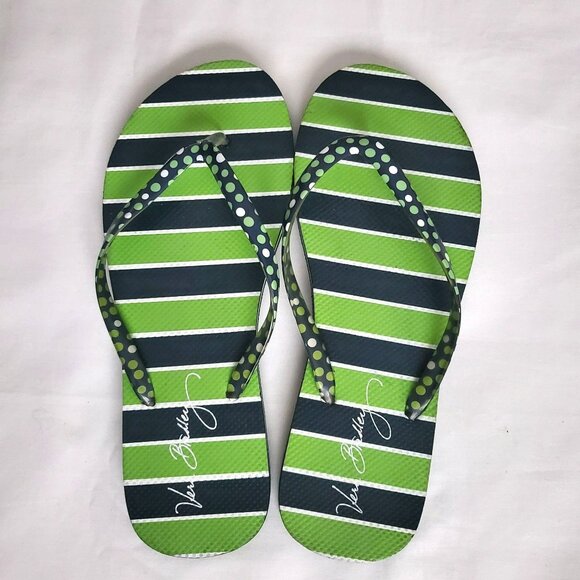 Vera Bradley Women's Blue Green White Luck Stripe Flip Flops Size 10 NWOT - Picture 8 of 12